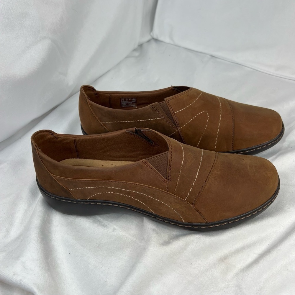 CLARKS Cora Edge Dark Tan Loafers - Picture 5 of 12